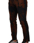 Dolce & Gabbana Chic Black Brown Tie-Dye Slim Fit Jeans