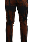 Dolce & Gabbana Chic Black Brown Tie-Dye Slim Fit Jeans