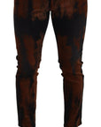 Dolce & Gabbana Chic Black Brown Tie-Dye Slim Fit Jeans