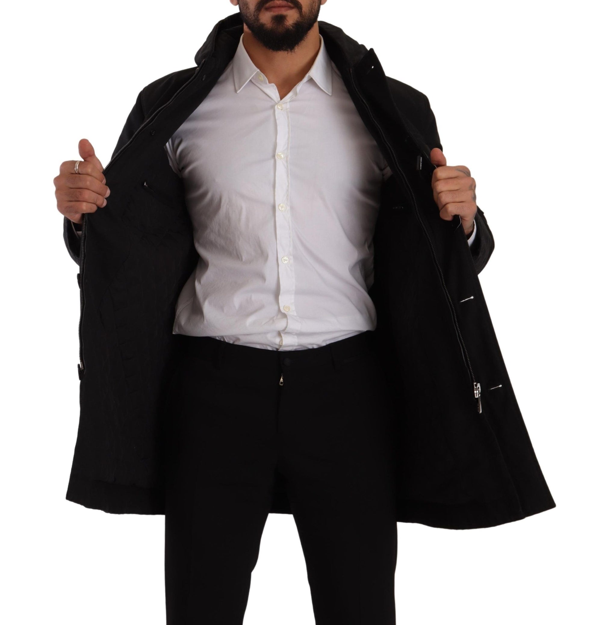 Dolce &amp; Gabbana Elegant Black Parka Hooded Jacket