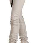 Karl Lagerfeld Chic White Mid-Waist Slim Fit Jeans