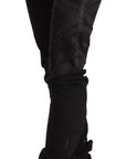 Just Cavalli Elegant Black Slim Fit Embellished Jeans