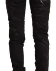 Just Cavalli Elegant Black Slim Fit Embellished Jeans