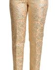 Dolce & Gabbana Elegant High-Waisted Pink Brocade Pants