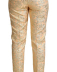 Dolce & Gabbana Elegant High-Waisted Pink Brocade Pants
