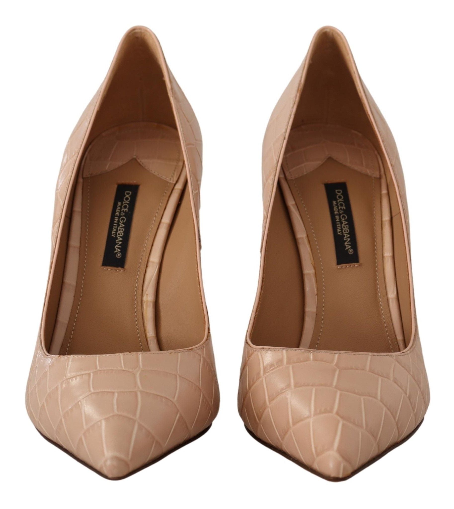 Dolce &amp; Gabbana Elegant Beige Nude Leather Pumps