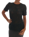 Dolce & Gabbana Dark Green Floral Lace Short Sleeve Blouse