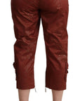 Just Cavalli Chic Brown Cropped Cotton Pants