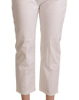 L'Autre Chose Chic White Mid Waist Skinny Cropped Jeans