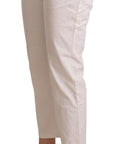 L'Autre Chose Chic White Mid Waist Skinny Cropped Jeans