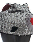 Dolce & Gabbana Elegant Floral Sequined Fur Scarf