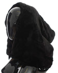 Dolce & Gabbana Chic Black Weasel Fur Hooded Scarf Wrap