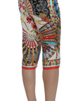Dolce & Gabbana Multicolor Majolica Silk Capri Pants