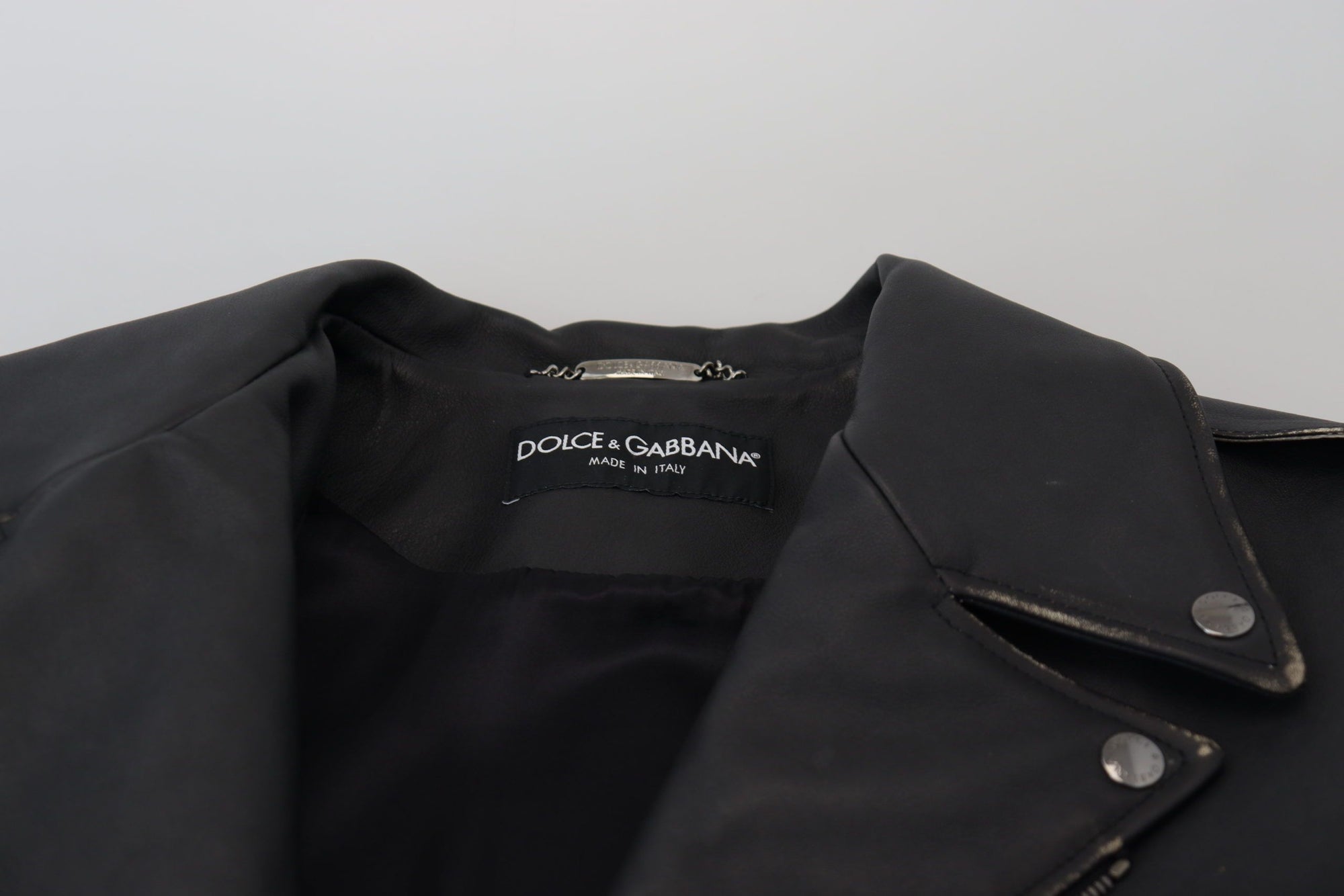Dolce &amp; Gabbana Elegant Black Leather Biker Jacket