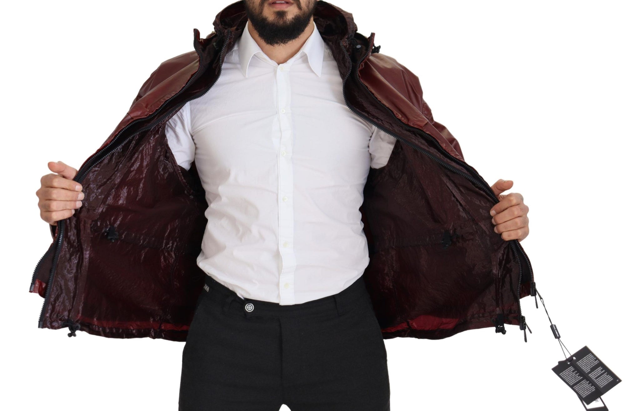 Dolce &amp; Gabbana Elegant Bordeaux Full Zip Hooded Jacket