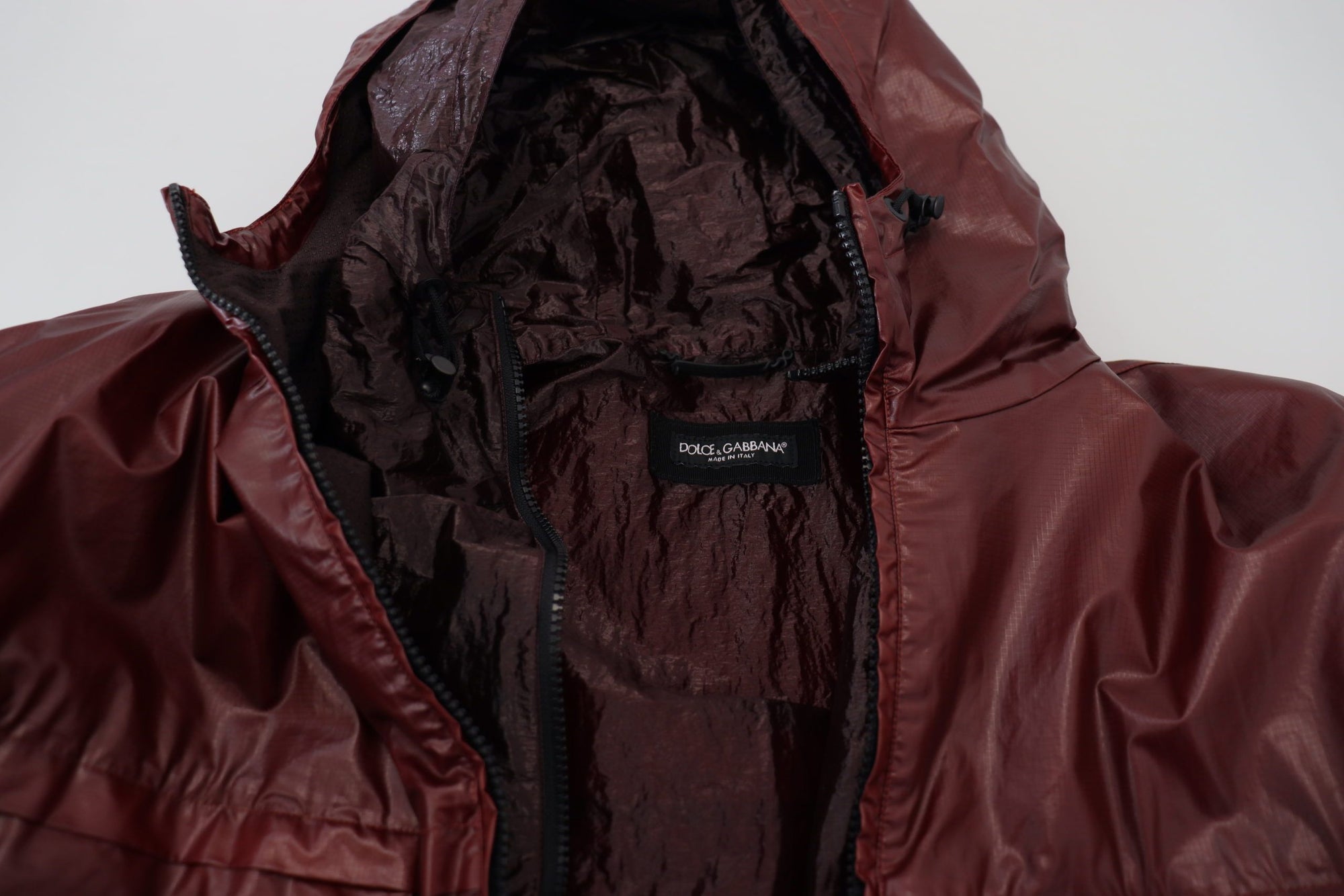 Dolce &amp; Gabbana Elegant Bordeaux Full Zip Hooded Jacket