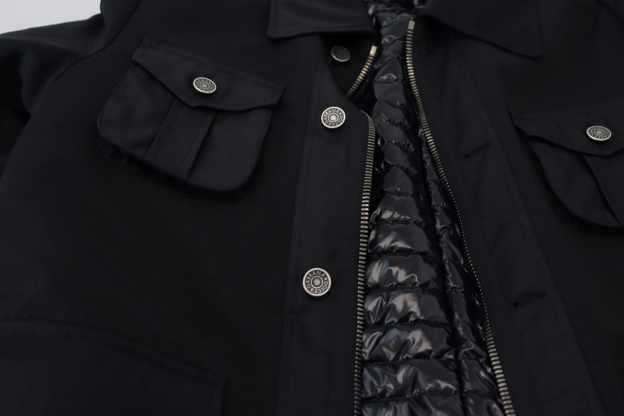 Dolce &amp; Gabbana Elegant Full Zip Black Wool Blend Jacket