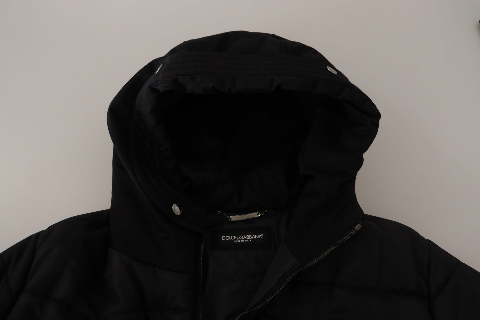 Dolce &amp; Gabbana Elegant Black Hooded Parka Winter Jacket