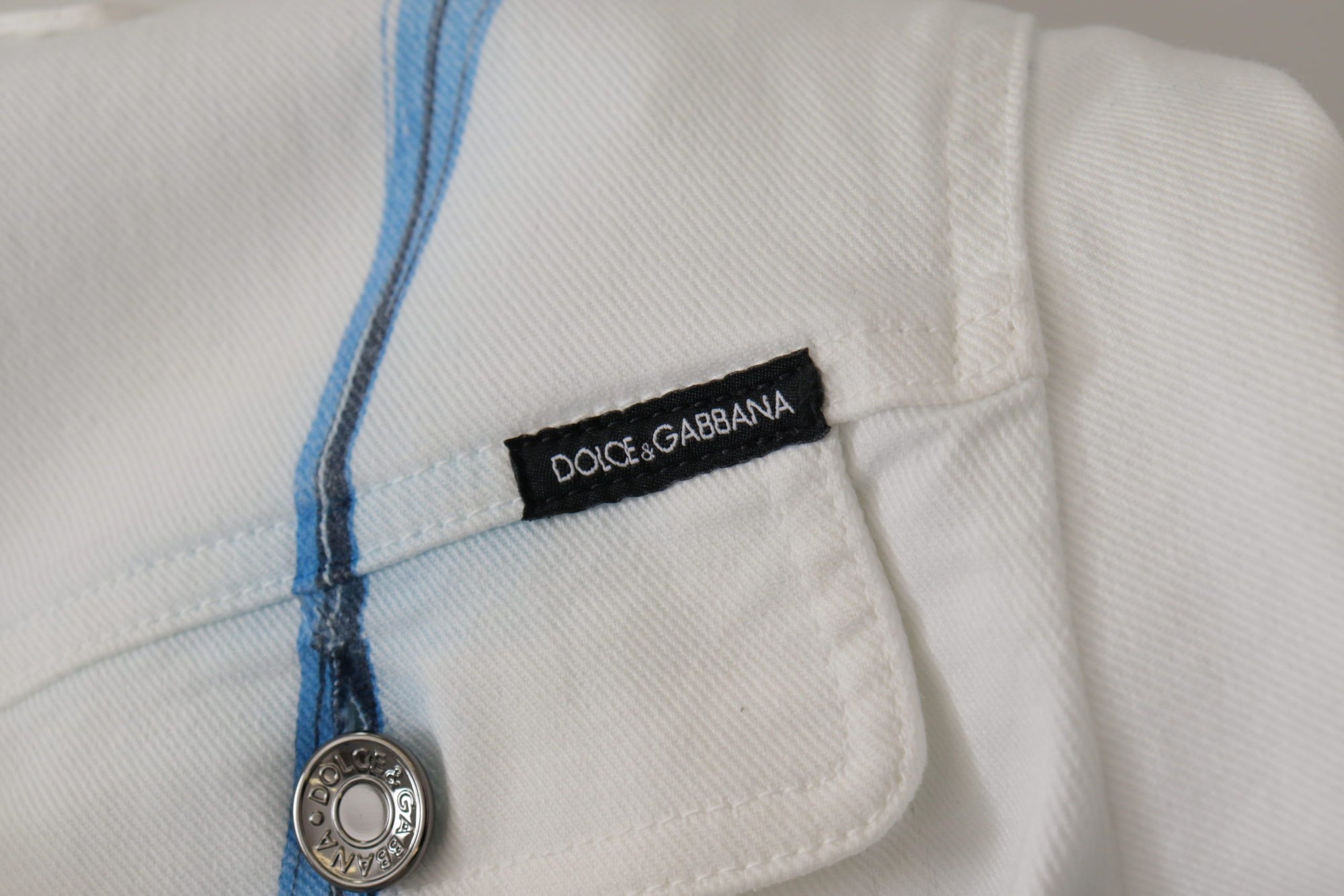 Dolce &amp; Gabbana Multicolor Logo Embroidered Denim Jacket