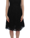 Dolce & Gabbana Elegant Black Floral Lace Knee-Length Dress