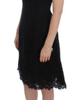 Dolce & Gabbana Elegant Black Floral Lace Knee-Length Dress