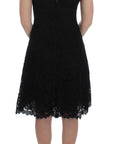 Dolce & Gabbana Elegant Black Floral Lace Knee-Length Dress