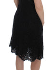 Dolce & Gabbana Elegant Black Floral Lace Knee-Length Dress