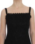 Dolce & Gabbana Elegant Black Floral Lace Knee-Length Dress