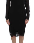 Dolce & Gabbana Elegant Black Floral Lace Sheath Dress