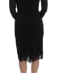Dolce & Gabbana Elegant Black Floral Lace Sheath Dress