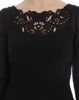 Dolce & Gabbana Elegant Black Floral Lace Sheath Dress