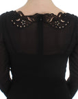 Dolce & Gabbana Elegant Black Floral Lace Sheath Dress