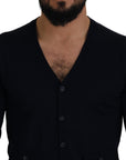 Dolce & Gabbana Elegant Virgin Wool Cardigan Sweater in Blue