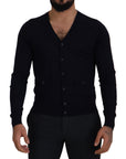 Dolce & Gabbana Elegant Virgin Wool Cardigan Sweater in Blue