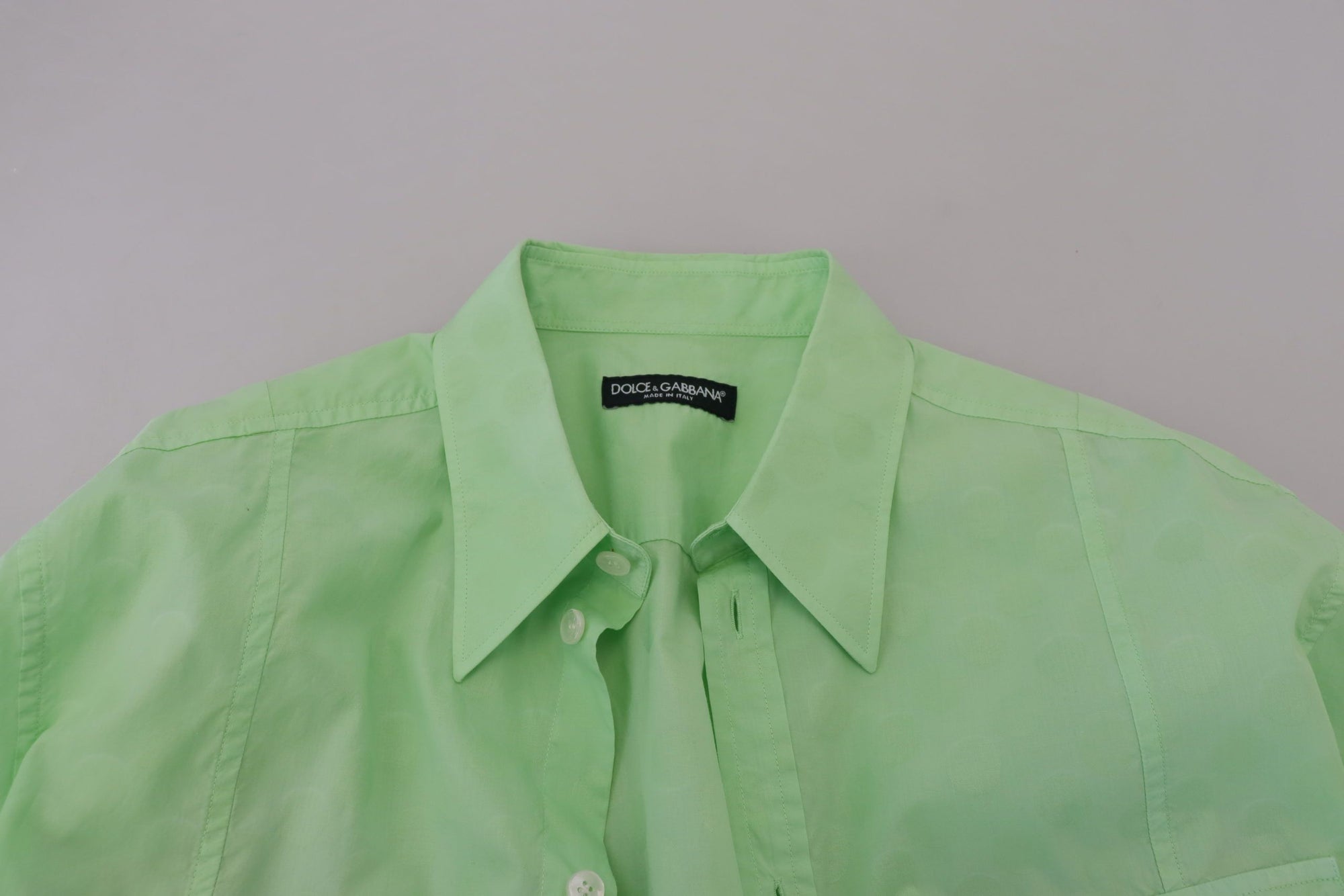 Dolce &amp; Gabbana Mint Green Slim Fit Casual Button-Down Shirt