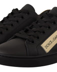 Dolce & Gabbana Chic Black and Gold Low-top Leather Sneakers