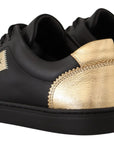 Dolce & Gabbana Chic Black and Gold Low-top Leather Sneakers