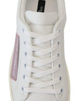 Dolce & Gabbana Chic White Pink Leather Low-Top Sneakers