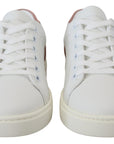 Dolce & Gabbana Chic White Pink Leather Low-Top Sneakers