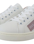 Dolce & Gabbana Chic White Pink Leather Low-Top Sneakers