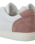 Dolce & Gabbana Chic White Pink Leather Low-Top Sneakers