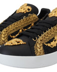 Dolce & Gabbana Elegant Portofino Leather Sneakers in Black