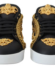 Dolce & Gabbana Elegant Portofino Leather Sneakers in Black