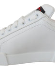 Dolce & Gabbana Elegant White Portofino Leather Sneakers