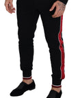 Dolce & Gabbana Elegant Black Jogging Sweatpants with Red Detail