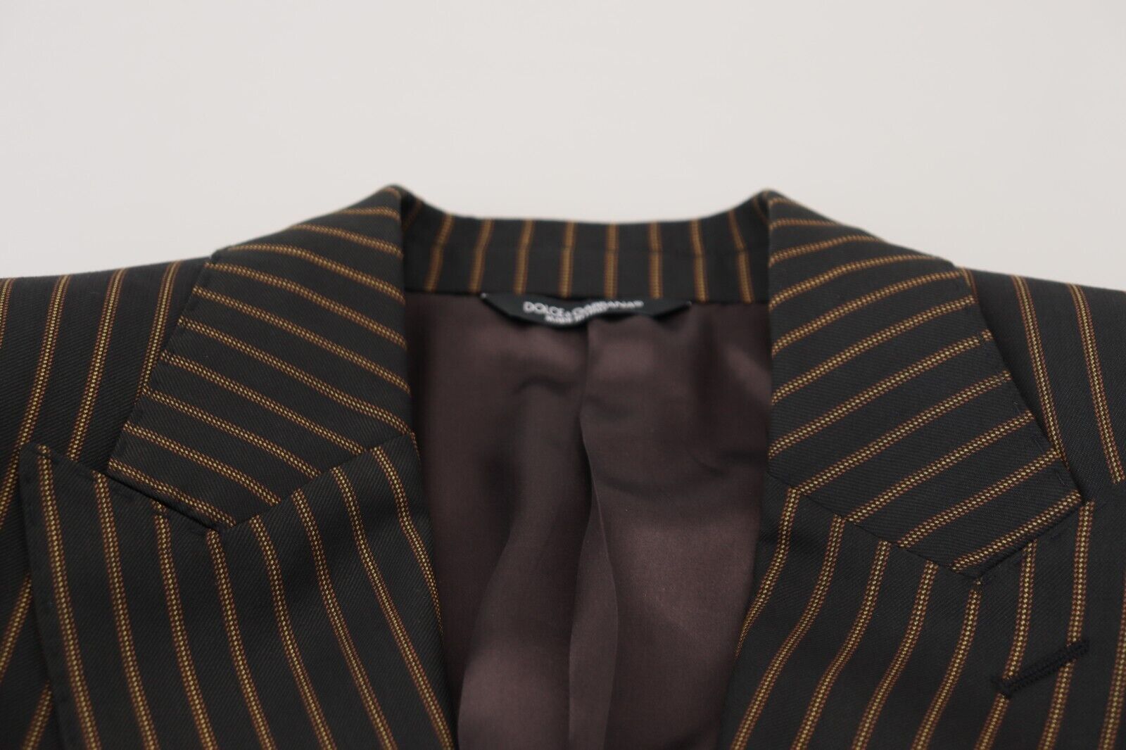 Dolce &amp; Gabbana Elegant Striped Wool Blend Slim Blazer