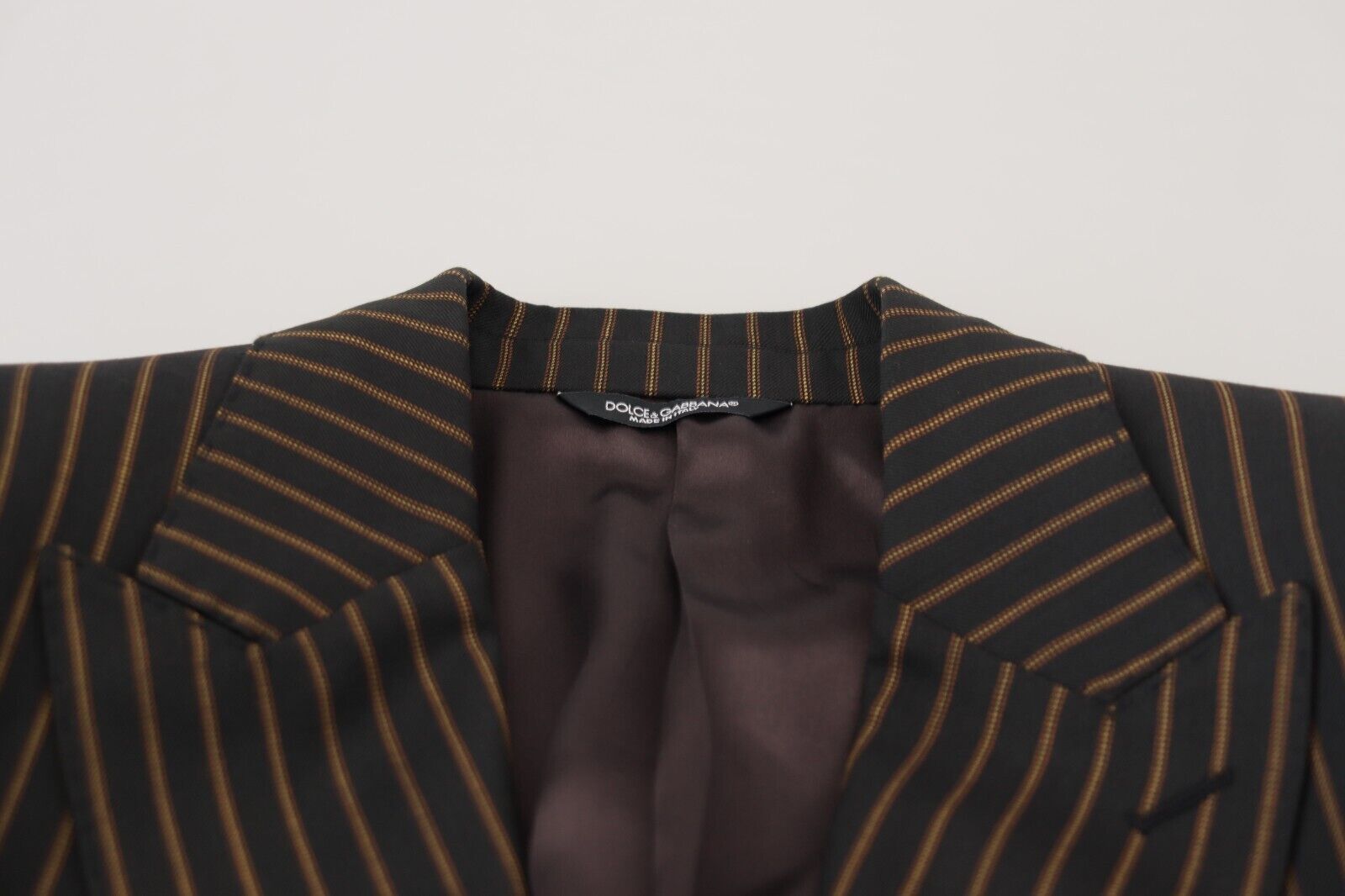Dolce &amp; Gabbana Elegant Striped Wool Blend Slim Blazer