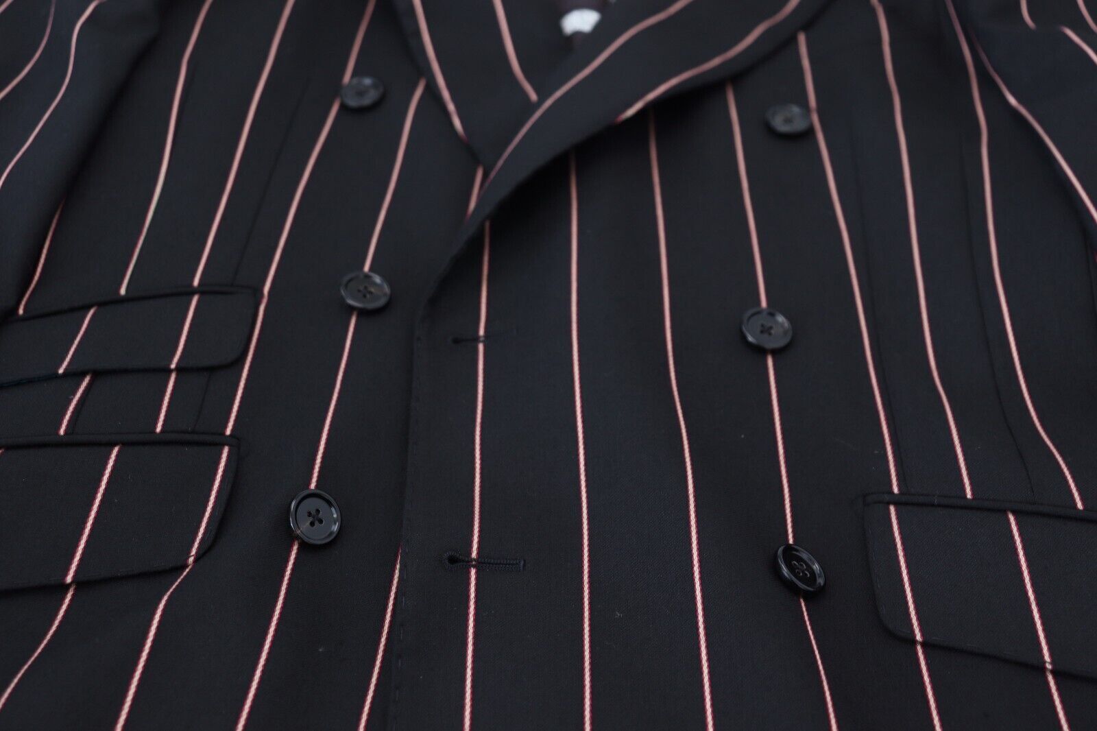 Dolce &amp; Gabbana Elegant Slim Fit Double-Breasted Black Blazer