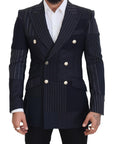 Dolce & Gabbana Navy Blue Double Breasted Slim Fit Blazer