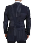 Dolce & Gabbana Navy Blue Double Breasted Slim Fit Blazer